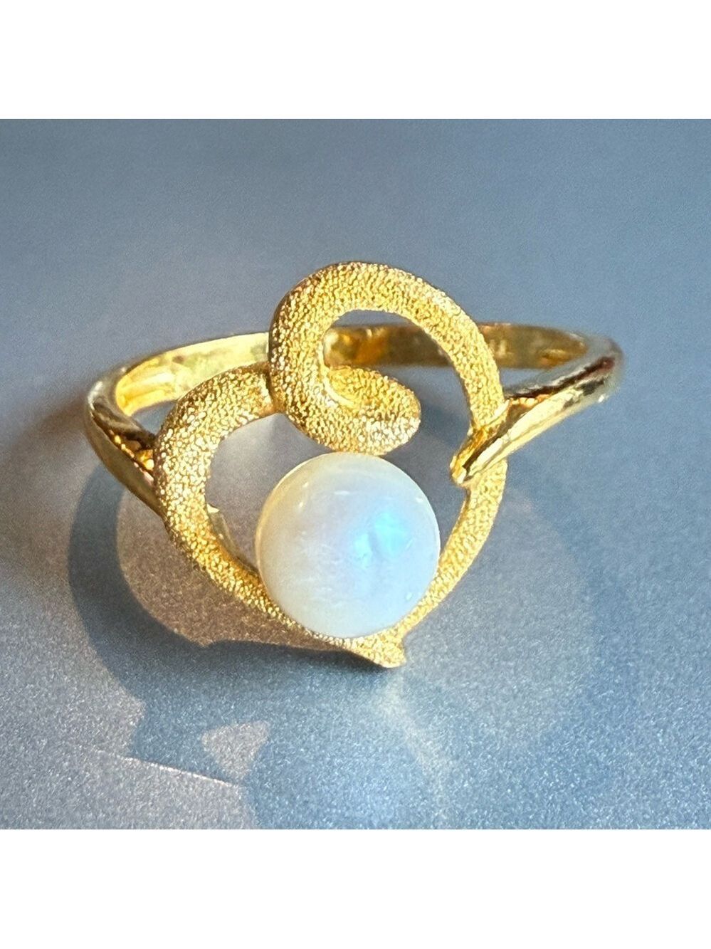 Pure 24k 999 Gold Pearl Textured Diamond Cut Open Heart Ring With Apprai…